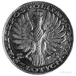 5 złotych 1928, emisja prywatna, Aw: Orzeł i napis, Rw:...