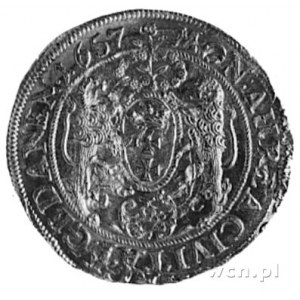 dukat 1657, Gdańsk, Aw: Popiersie i napis. Rw: Herb Gda...