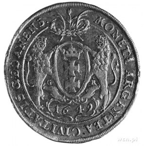 talar 1649, Gdańsk, Aw: Popiersie i napis, Rw: Herb Gda...