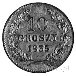 10 groszy 1835, Wiedeń, Aw: Herb Krakowa i napis, Rw: N...