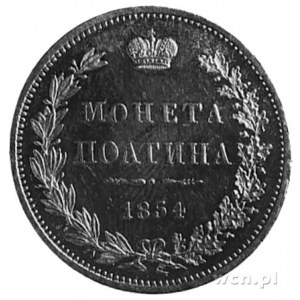 pół rubla 1854, Warszawa, Aw: Orzeł carski i napis, Rw:...