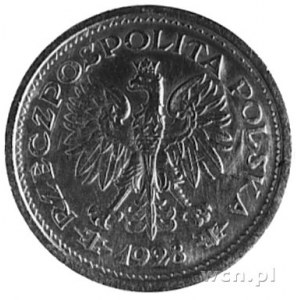 1 złoty 1928 z napisem PRÓBA, Aw: Orzeł i napis, Rw: No...