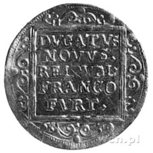 Frankfurt, dukat 1638, Aw: Orzeł na tarczy i napis, Rw:...