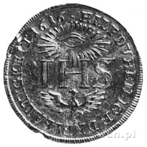 Saksonia, dukat 1616, Aw: Monogram i napis, Rw: IHS i n...