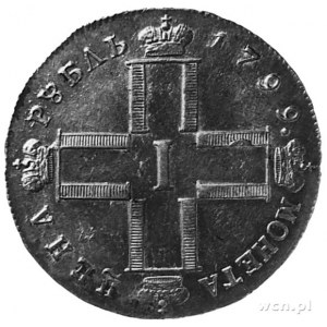rubel 1799, Petersburg, Aw: Monogram w kształcie krzyża...