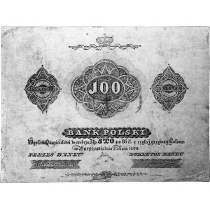 100 złotych 1.05.1830, podpisy: Lubowidzki, Engelhardt,...
