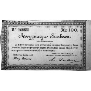 asygnata skarbowa na 100 złotych 2.09.1831, podpisy: Os...