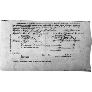 asygnata skarbowa na 100 złotych 2.09.1831, podpisy: Os...