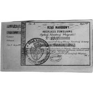 obligacja tymczasowa na 100 złotych nr 8317 z pieczęcią...