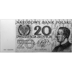 20 złotych 2.01.1965, nr KH 1204395- banknot z serii wi...