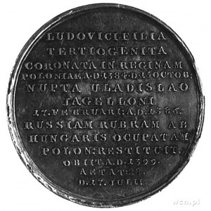medal Holzhaeussera ze świty królewskiej- Jadwiga, Aw: ...