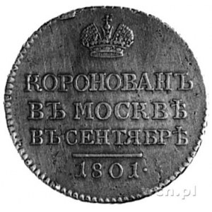 medalik nie sygnowany, wybity w 1801 r. z okazji korona...