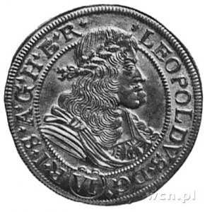 VI krajcarów 1676, Wrocław, Aw: Popiersie, w otoku napi...