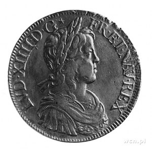 ecu 1652, Paryż, Aw: Popiersie i napis, Rw: Tarcza herb...