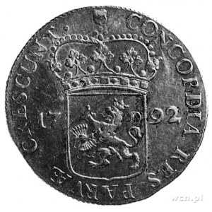talar 1792, Utrecht, Aw: Rycerz z mieczem i tarczą herb...