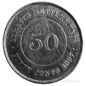 50 centów 1897, Aw: Głowa królowej Wiktorii, Rw: Duża l...