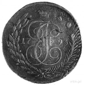 5 kopiejek 1793 EM, przebitka z monety 10 kopiejkowej