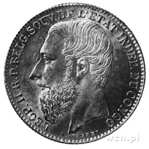 2 franki 1887, Aw: Popiersie Leopolda II, w otoku napis...
