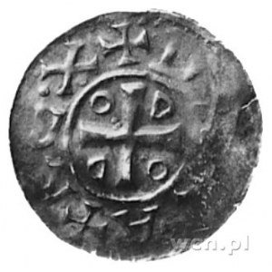 król Otto III i Adelajda, denar, Aw: Krzyż równoramienn...