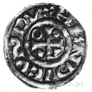 książę Henryk IV Święty (995-1002), denar, Aw: Krzyż ró...