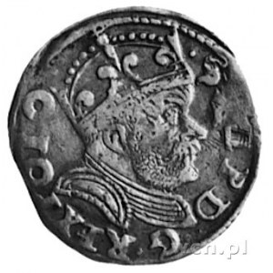 trojak 1584, Poznań, Aw: Popiersie i napis, Rw: Herby i...