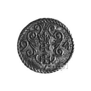 denar 1594, Gdańsk, Aw: Orzeł Prus Królewskich, Rw: Her...