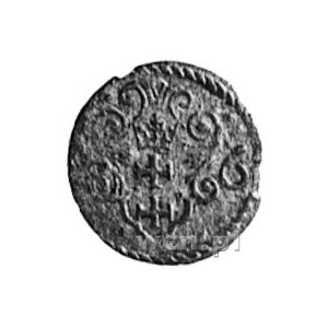 denar 1596, Gdańsk, Aw: Orzeł Prus Królewskich, Rw: Her...