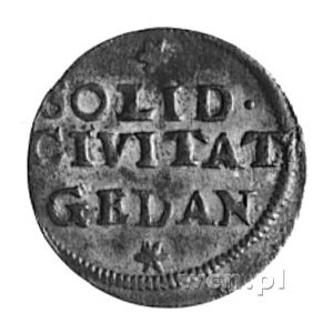 szeląg 1657, Gdańsk, Aw: Monogram, Rw: Napis, Gum.1900,...