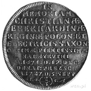 gulden 1727, Drezno, Aw: Napis, Rw: Cyprys i napis, Dav...