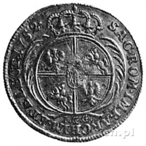 dukat 1752, Lipsk, Aw: Popiersie i napis, Rw: Tarcza he...