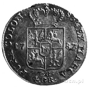 złotówka 1787, Warszawa, Aw: Głowa i napis, Rw: Tarcza ...