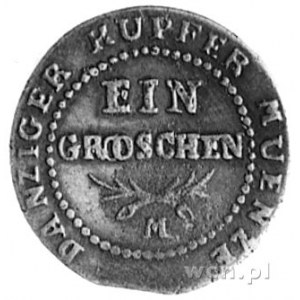 grosz 1809, Gdańsk, Aw: Herb Gdańska, Rw: Dwie gałązki;...