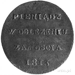 6 groszy 1813, Zamość, Aw: Napis, Rw: Dwie gałązki i na...