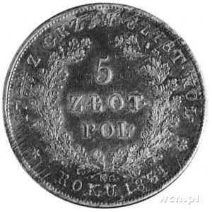 5 złotych 1831, Warszawa, j.w., Plage 272, stara patyna