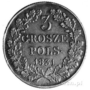trojak 1831, Warszawa, Aw: Tarcza herbowa i napis, Rw: ...