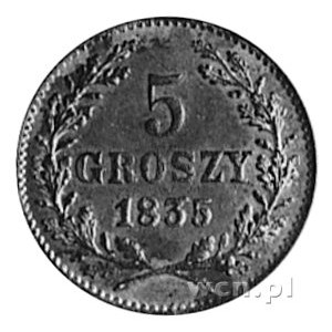 5 groszy 1835, Wiedeń, Aw: Herb Krakowa i napis, Rw: No...