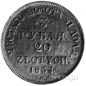 3 ruble=20 złotych 1834, Petersburg, Aw: Orzeł carski, ...