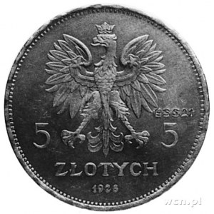5 złotych 1928, Bruksela (bez znaku mennicy), na awersi...