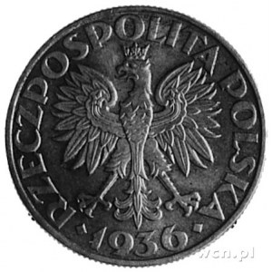 5 złotych 1936- Statek, na awersie napis PRÓBA, wybito ...