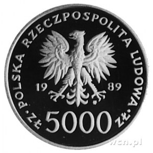 5.000 złotych 1989, Warszawa- Jan Paweł II, wybito 1.00...