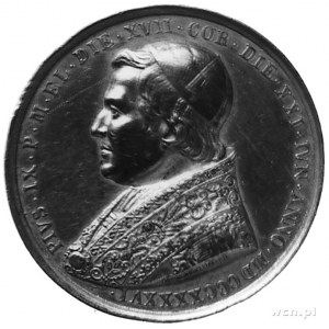 medal z roku 1846- Pius IX (1846-1878), Aw: Popiersie p...