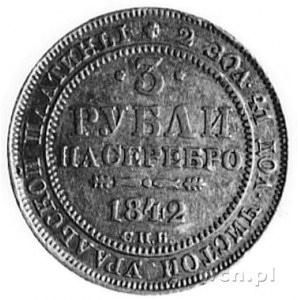 3 ruble platynowe 1842, Petersburg, Fr.143, Uzdenikow 3...