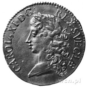 dukat 1674, Sztokholm, Aw: Popiersie Karola XI i napis,...