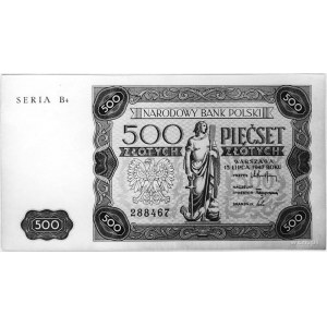 500 złotych 15.07.1947, Seria B4 288467, Pick 132, Parc...