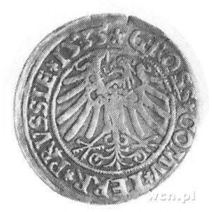 grosz 1535, Toruń, Aw: Popiersie w koronie i napis, Rw:...
