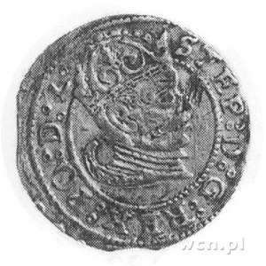 grosz 1583, Ryga, Aw: Popiersie w koronie i napis, Rw: ...