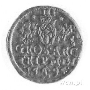 trojak 1594, Wilno, Aw: Popiersie w koronie i napis, Rw...