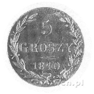5 groszy 1840, Warszawa. Aw: Orzeł carski, Rw: Nominał ...