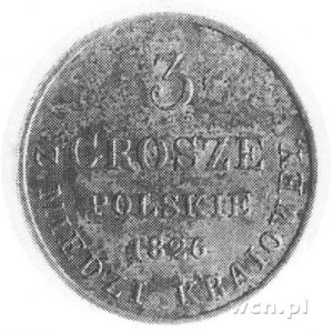 3 grosze 1826 z miedzi krajowej, Warszawa, Aw: Orzeł, R...