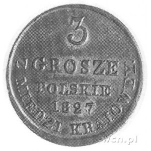 3 grosze 1827 z miedzi krajowej, Warszawa, j.w., Plage ...